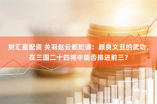 财汇盈配资 关羽赵云都知道：颜良文丑的武功，在三国二十四将中能否排进前三？